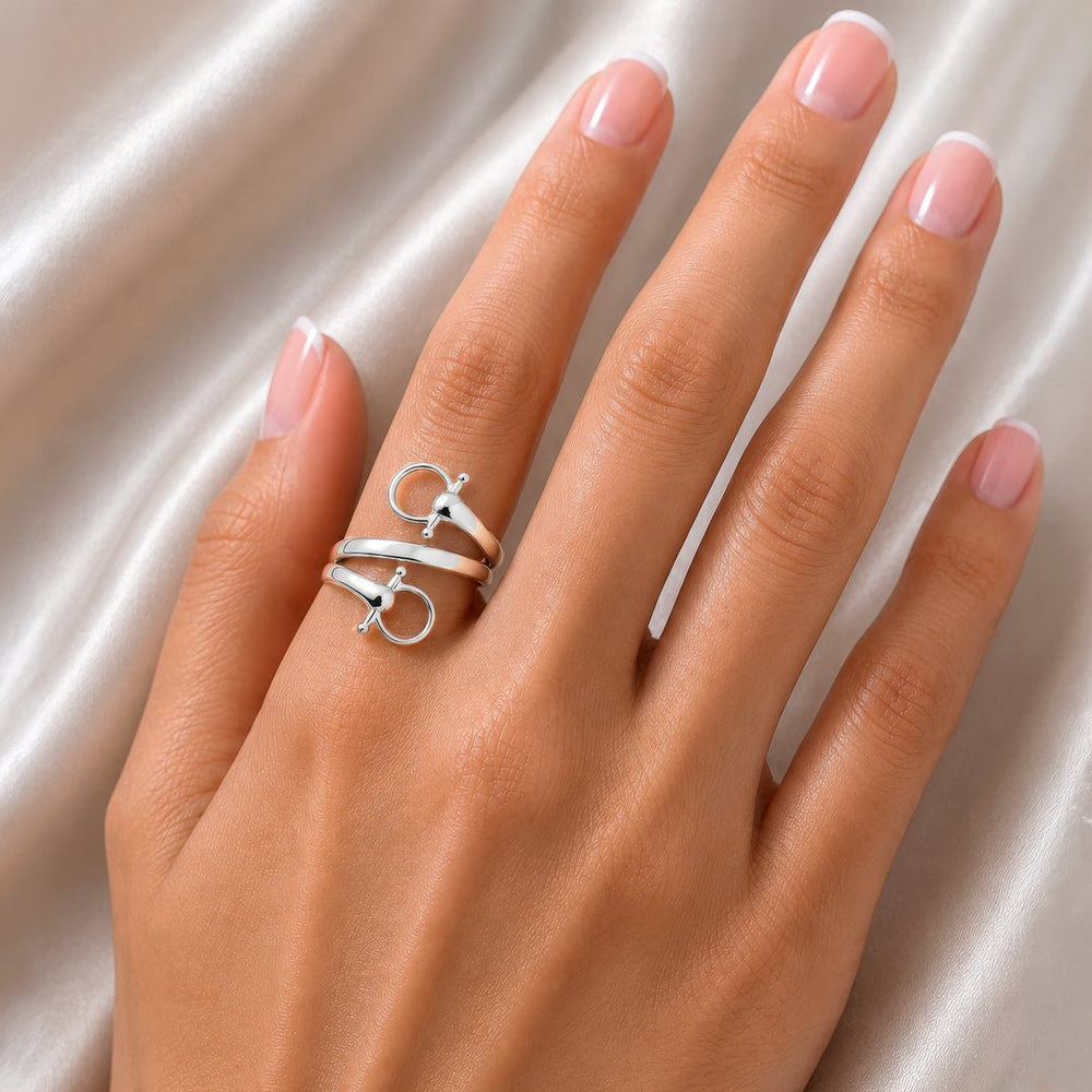 Sandro - Equestrian Horse Bit Spiral Ring in Silver