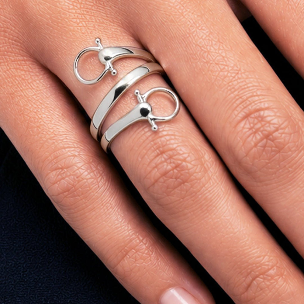 Sandro - Equestrian Horse Bit Spiral Ring in Silver