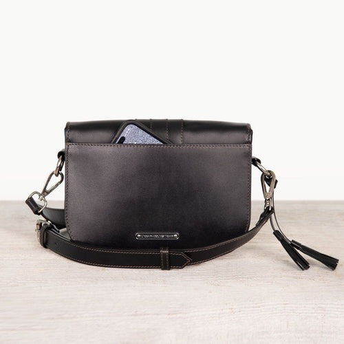 Signature Stirrup - Riding Stirrup Crossbody Luxury Leather Handbag in Black