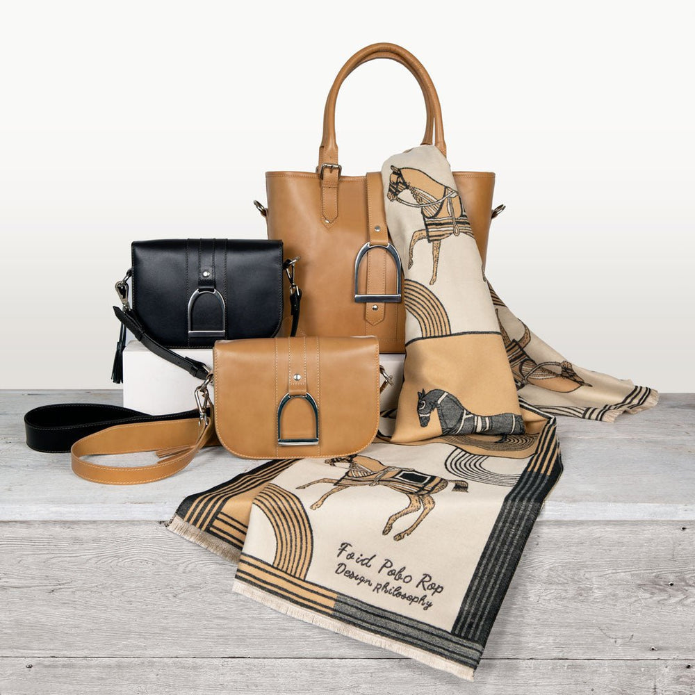 Signature Stirrup - Riding Stirrup Crossbody Luxury Leather Handbag in Black