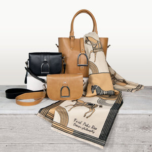 Signature Stirrup - Riding Stirrup Crossbody Luxury Leather Handbag in Black