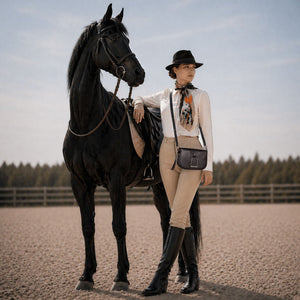 Signature Stirrup - Riding Stirrup Crossbody Luxury Leather Handbag in Black