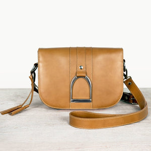 Signature Stirrup - Riding Stirrup Crossbody Luxury Leather Handbag in Caramel