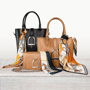 Signature - Riding Stirrup Tote Luxury Leather Handbag in Black