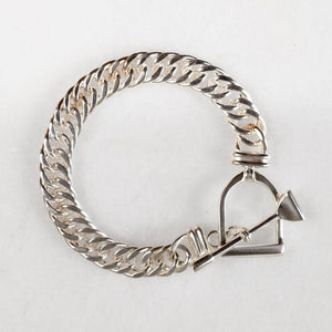 Polo Curb Chain Riding Stirrup T-Bar Bracelet in Silver