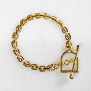 Portia T-Bar Horseshoe Bracelet in Gold