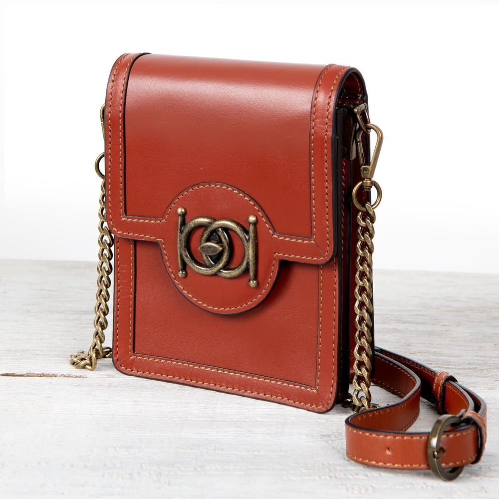 Talisman - Horse Bit Lock Phone Bag in Cognac