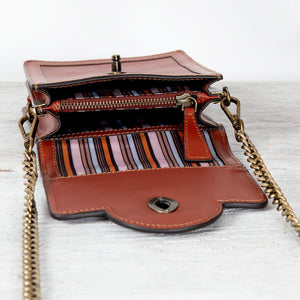 Talisman - Horse Bit Lock Phone Bag in Cognac