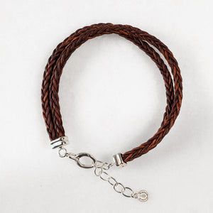 Tally - Braided Leather Horseshoe Coin Bracelet in Brown
