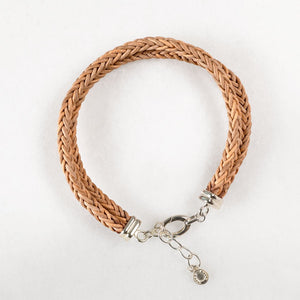 Tally - Braided Leather Horseshoe Coin Bracelet in Natural