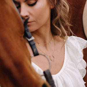Trinity - Moissanite Stone Horseshoe Necklace in Silver