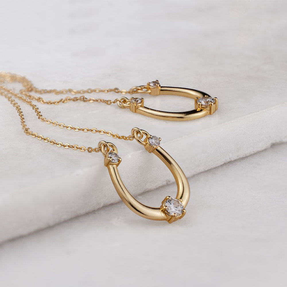Trinity - Moissanite Stone Horseshoe Necklace in Silver