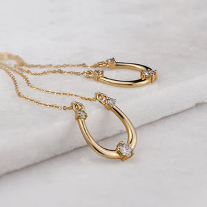 Trinity - Moissanite Stone Horseshoe Necklace in Silver
