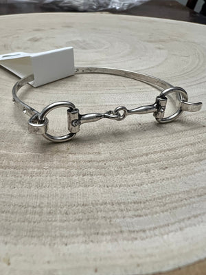 Western Snaffle Bit Bracelet — Silver Easy-Clasp Equestrian Bangle